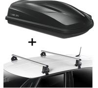 Coffre de toit CUBE370 370 litres noir brillant + barres de toit VDP EVO ALU compatibles avec Ford Focus IV 5 portes à partir de 2018