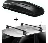 Coffre de toit CUBE470 470 litres noir brillant + barres de toit VDP EVO acier compatibles avec Lancia Ypsilon II 5 portes à partir de 2011