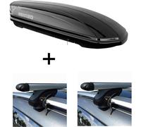 Coffre de toit MAA 400 litres + barres de toit VDP L120 compatibles avec Renault Laguna Grand Tour KT à partir de 7 ans