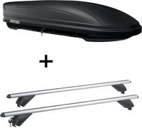 Coffre de toit MAA 400 litres mat + barres de toit en aluminium RB003 compatibles avec la Mini Paceman (3 portes) à partir de 2013