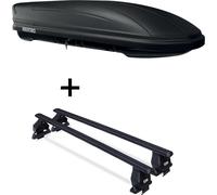 Coffre de toit MAA 400 litres mat + barres de toit Menabo Tema acier compatibles avec Renault Clio Collection hayon 5 portes 2012-2016