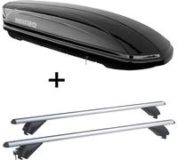 Coffre de toit MAA 400 litres noir + barres de toit en aluminium RB003 compatibles avec la Mini Cooper (3 portes) à partir de 2014