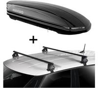 Coffre de toit MAA400 400 litres noir + barres de toit VDP EVO acier compatibles avec Renault Clio IV 5 portes à partir de 2012