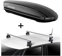 Coffre de toit MAA400 400 litres noir + barres de toit VDP EVO ALU compatibles avec Ford Focus IV 5 portes à partir de 2018