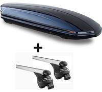 Coffre de toit noir brillant VDP-MAA 580 coffre de toit pour voiture 580 litres verrouillable + barres de toit en aluminium Quick en kit compatible avec l'Audi Q7 2006-2015 jusqu'à