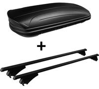 Coffre de toit noir mat VDP MAA320M coffre de toit pour voiture bon marché 320 litres verrouillable + barres de toit en alu en kit compatible avec la BMW Série 5 F11 Touring à partir de 13 ans