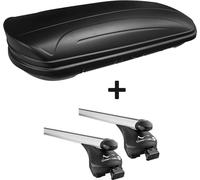 Coffre de toit noir mat VDP MAA320M coffre de toit pour voiture bon marché 320 litres verrouillable + barres de toit en aluminium Quick en kit compatible avec Hyundai Santa Fe à partir de 2013 jusqu'à