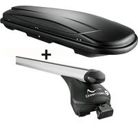 Coffre de toit noir VDP JUXT 400 coffre de toit 400 litres verrouillable + barres de toit Quick en aluminium compatibles avec Audi Q7 2006-2015 jusqu'à