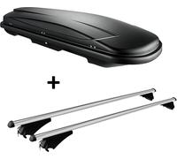 Coffre de toit noir VDP JUXT 500, grand coffre de toit 500 litres, verrouillable + barres de toit en aluminium, compatible avec l'Opel Mokka à partir de 2012