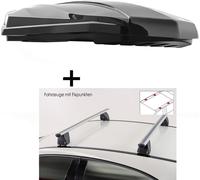 Coffre de toit STRIKE 440 litres noir brillant + barres de toit VDP Delta compatibles avec Infiniti Q30 (5 portes) 2015-2019