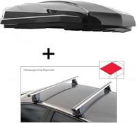 Coffre de toit STRIKE 440 litres noir brillant + barres de toit VDP Delta compatibles avec Toyota Auris/Corolla (E180) Touring Sports (5 portes) 2013-2018