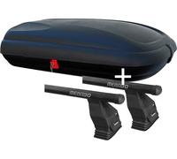 Coffre de toit VDPBA320 320 litres carbonlook verrouillable + barres de toit Menabo Tema compatibles avec Peugeot Rifter 5 portes à partir de 18 ans