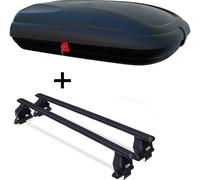 Coffre de toit VDPCA320 320Ltr carbonlook + barres de toit Menabo Tema compatibles avec Opel Astra G (4 portes) 1998-2004 acier