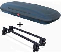 Coffre de toit VDPCA480 480 L carbonlook + barres de toit Menabo Tema en acier compatibles avec Opel Agila sans rails 2007-2015