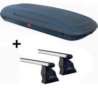 Coffre de toit VDPCA480 480 L carbonlook + barres de toit Menabo Tema en aluminium compatibles avec Opel Zafira sans rails 2005-2012