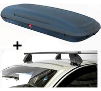 Coffre de toit VDPCA480 480 litres carbonlook + barres de toit K1 MEDIUM compatibles avec Toyota Aygo I (5 portes) 05-14