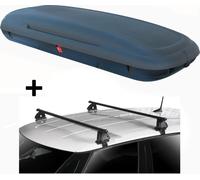 Coffre de toit VDPCA480 480 litres carbonlook + barres de toit VDP EVO acier compatibles avec Ford Escort 4 portes 1990-1999