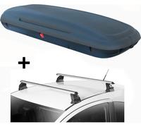 Coffre de toit VDPCA480 480 litres carbonlook + barres de toit VDP EVO ALU compatibles avec Mazda 3 (BK) 4-5 portes 2004-2009