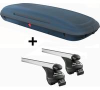 Coffre de toit VDPCA480 480Ltr carbonlook + barres de toit en aluminium Quick compatibles avec Skoda Kamiq (5 portes) à partir de 2019 rails ouverts