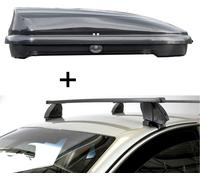 Coffre de toit VDPFL320 320 litres noir brillant + barres de toit K1 MEDIUM compatibles avec Audi A4 (B7/8E/8H) (5 portes) 00-07