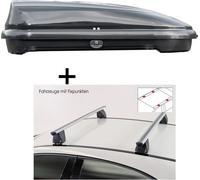 Coffre de toit VDPFL320 320 litres noir brillant + barres de toit VDP Delta compatibles avec Infiniti Q30 (5 portes) 2015-2019