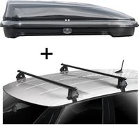 Coffre de toit VDPFL320 320 litres noir brillant + barres de toit VDP EVO acier compatibles avec Renault Captur 5 portes 2013-2019