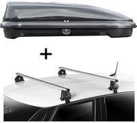 Coffre de toit VDPFL320 320 litres noir brillant + barres de toit VDP EVO ALU compatibles avec Peugeot 107 5 portes 2005-2014