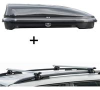 Coffre de toit VDPFL320 320Ltr noir brillant + barres de toit CRV120 compatibles avec Dacia Sandero Stepway II (5 portes) à partir de 2013