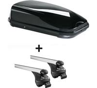 Coffre de toit VDPFL320 320Ltr noir brillant + barres de toit en aluminium Quick compatibles avec Skoda Kamiq (5 portes) à partir de 2019 rails ouverts