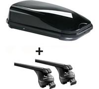 Coffre de toit VDPFL320 320Ltr noir brillant + barres de toit Quick compatibles avec Peugeot 508 break (5 portes) à partir de 2018 rails adjacents