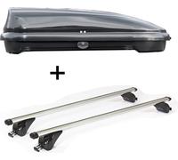 Coffre de toit VDPFL320 320Ltr noir brillant + barres de toit/rails VDP KING1 compatibles avec Mitsubishi Eclipse Cross (5 portes) à partir de 18 ans