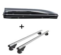 Coffre de toit VDPFL460 460Ltr noir brillant + barres de toit en aluminium VDP004XL compatibles avec Renault Koleos 2008-2016