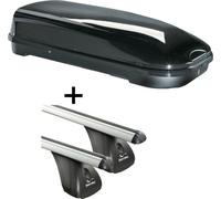 Coffre de toit VDPFL580 580Ltr noir brillant + barres de toit alu Aurilis VDP compatibles avec Honda Jazz II (5 portes) 2009-2013