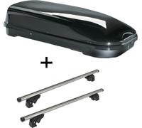 Coffre de toit VDPFL580 580Ltr noir brillant + barres de toit/rails VDP LION2 compatibles avec Mini Countryman (5 portes) à partir de 17 ans