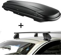 Coffre de toit VDPJUXT400 400 litres noir, verrouillable + barres de toit K1 MEDIUM compatibles avec Audi A4 (B5/8D) (4 portes) 94-00