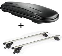 Coffre de toit VDPJUXT400 400Ltr noir, verrouillable + barres de toit/rails VDP KING1 compatibles avec VW T-Roc (5 portes) à partir de 18 ans
