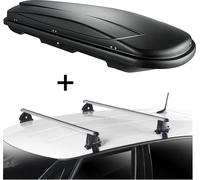 Coffre de toit VDPJUXT500 500 litres verrouillable noir + barres de toit VDP EVO ALU compatibles avec Ford Focus IV 5 portes à partir de 2018