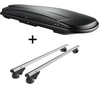 Coffre de toit VDPJUXT500 500Ltr verrouillable noir + barres de toit en aluminium VDP004XL compatible avec VW Golf Sportsvan à partir de 14 ans