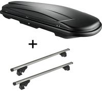 Coffre de toit VDPJUXT500 500Ltr verrouillable noir + barres de toit/rails VDP LION2 compatible avec Ford C-Max 7 II / Grand C-Max (5 portes) à partir de 10