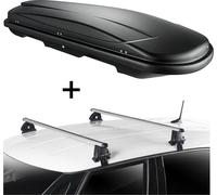 Coffre de toit VDPJUXT600 600 litres verrouillable + barres de toit VDP EVO ALU compatibles avec Chevrolet Matiz 5 portes 1998-2005