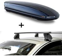 Coffre de toit VDPMAA320 320 litres, verrouillable, noir + barres de toit K1 MEDIUM compatibles avec Audi A4 (B5/8D) (4 portes) 94-00