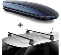 Coffre de toit VDPMAA320 320 litres verrouillable noir + barres de toit VDP EVO acier compatibles avec Peugeot 106 5 portes 1991-2003