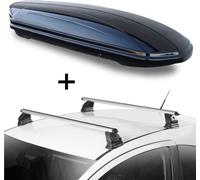Coffre de toit VDPMAA320 320 litres verrouillable noir + barres de toit VDP EVO ALU compatibles avec Citroën C3 II 5 portes 2009-2016