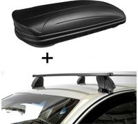 Coffre de toit VDPMAA320 320 litres verrouillable noir mat + barres de toit K1 MEDIUM compatible avec Audi A4 (B5/8D) (4 portes) 94-00