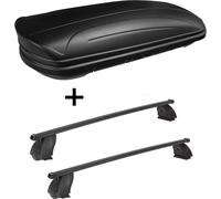 Coffre de toit VDPMAA320 320 litres, verrouillable, noir mat + barres de toit K1 MEDIUM compatibles avec Nissan Kubistar à partir de 03