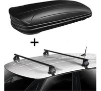 Coffre de toit VDPMAA320 320 litres verrouillable noir mat + barres de toit VDP EVO acier compatibles avec Renault Clio II\N Clio Storia 5 portes 1998-2005