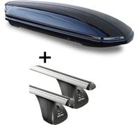 Coffre de toit VDPMAA320 320Ltr verrouillable noir + barres de toit alu Aurilis VDP compatibles avec Fiat Ulysse II (5 portes) 2002-2010