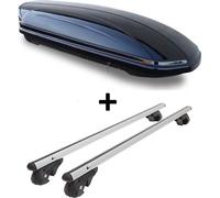 Coffre de toit VDPMAA320 320Ltr verrouillable noir + barres de toit en aluminium VDP004XL compatibles avec Dacia Logan Kombi/MCV à partir de 04