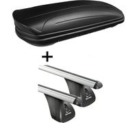 Coffre de toit VDPMAA320 320Ltr verrouillable noir mat + barres de toit alu Aurilis VDP compatibles avec Honda Jazz II (5 portes) 2009-2013