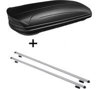 Coffre de toit VDPMAA320 320Ltr verrouillable noir mat + barres de toit RAPID compatibles avec Mitsubishi Outlander II (5 portes) 05-12